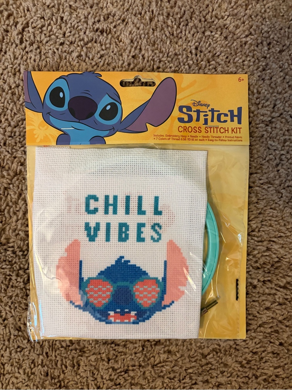 Disney Stitch Cross Stitch Kit in Teal, Blue, Pink